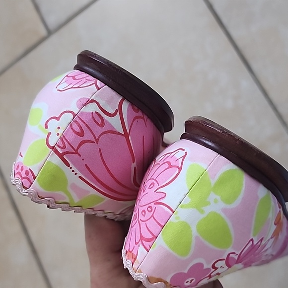 Lilly Pulitzer Pink and Green Ballet Flats Size 8 - Picture 4 of 10